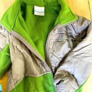 Green and gray fleece Columbia coat